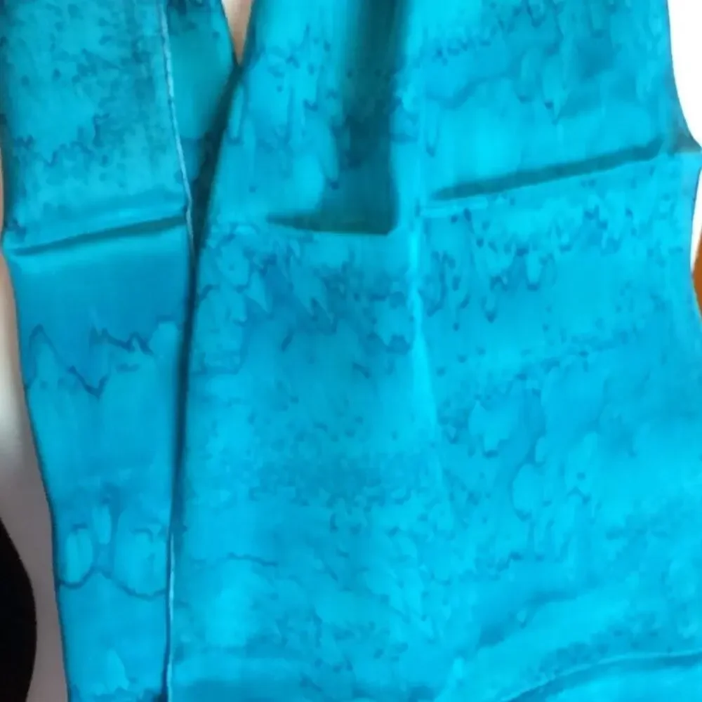 Blue-toned hand-printed scarf ~ wearable art